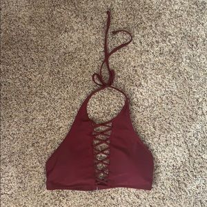 Hollister Maroon Halter Bikini Top( Size S)